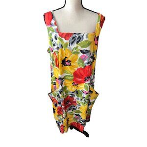 Dressbarn Size 22w Floral Sleeveless Dress - Red, Yellow, Black